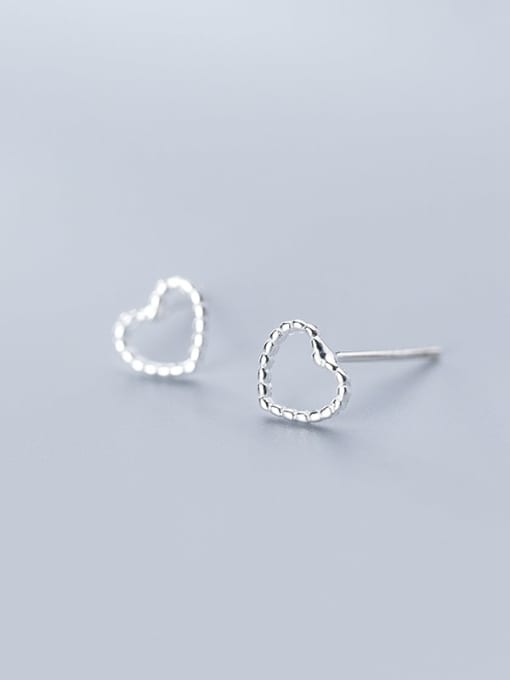Rosh 925 Sterling Silver With Platinum Plated Cute  Hollow Heart Stud Earrings 3