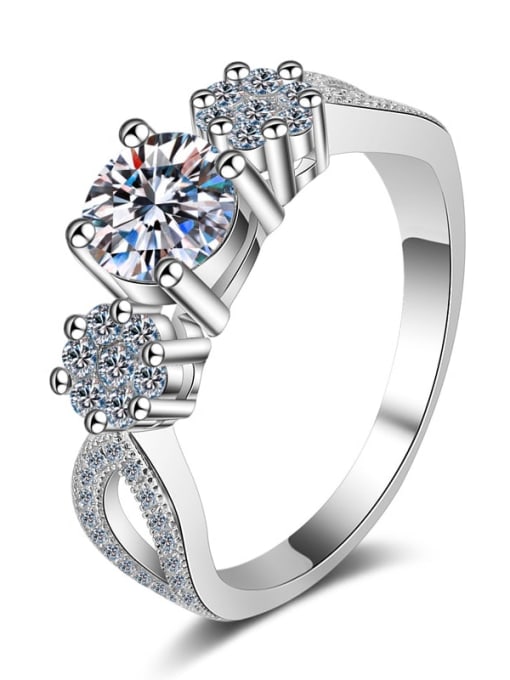 MOISS Sterling Silver Moissanite White Geometric Dainty Engagement Rings 3