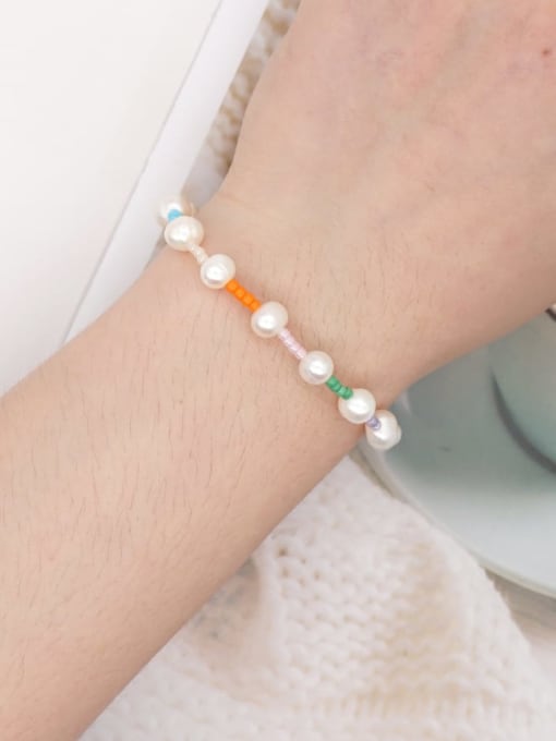 Roxi Imitation Pearl Multi Color Round Minimalist Beaded Bracelet 1