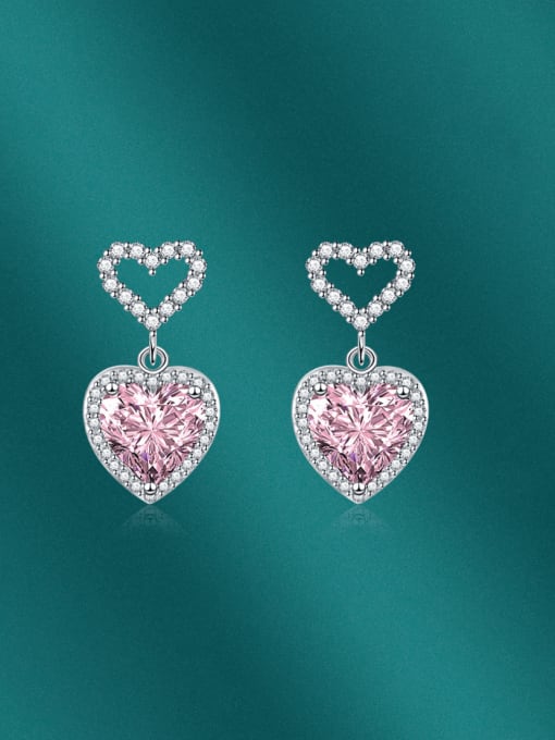 X&S Brass Cubic Zirconia Heart Dainty Cluster Earring 2