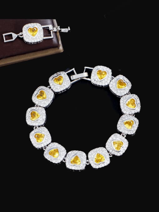 L.WIN Brass Cubic Zirconia Multi Color Geometric Heart Luxury Bracelet 3