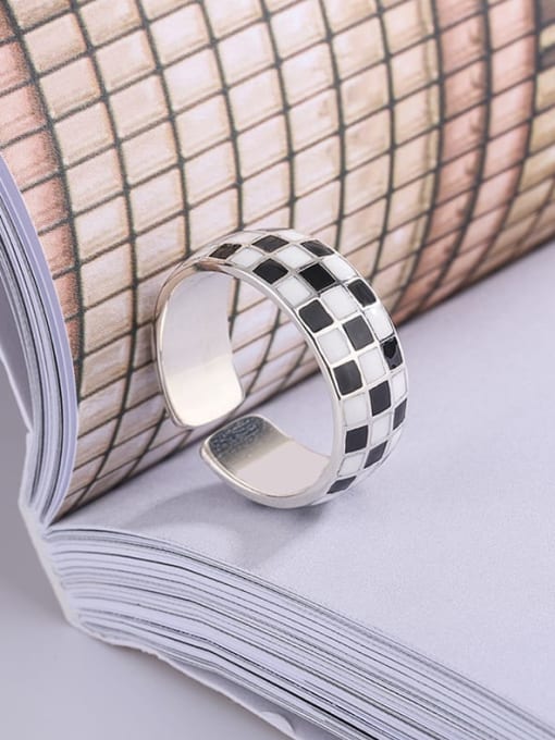 KDP-Silver 925 Sterling Silver Enamel Geometric Minimalist Band Ring 3
