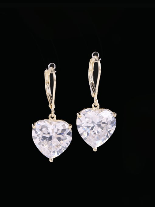 white Brass Cubic Zirconia Heart Luxury Hook Earring