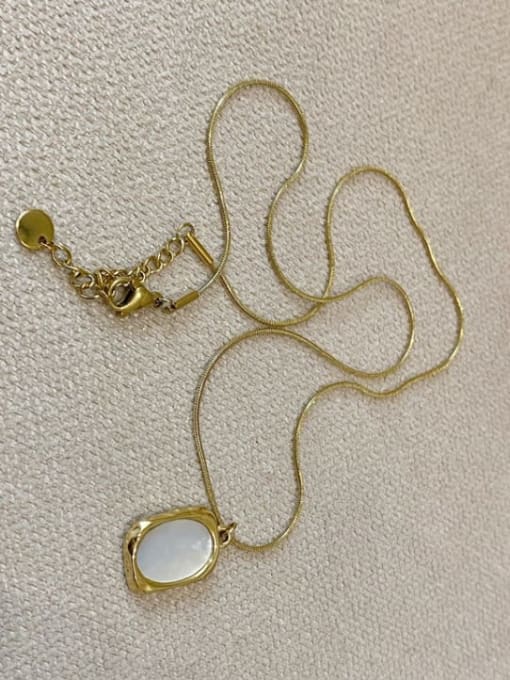 A TEEM Titanium Steel Shell Rectangle Vintage Necklace