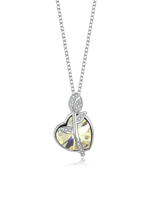 JYXZ 054 (gradient gold) 925 Sterling Silver Austrian Crystal Heart Classic Necklace