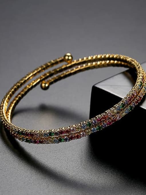 Color plating 18K t14f17 Copper Cubic Zirconia Multi Color Round Luxury Bracelet
