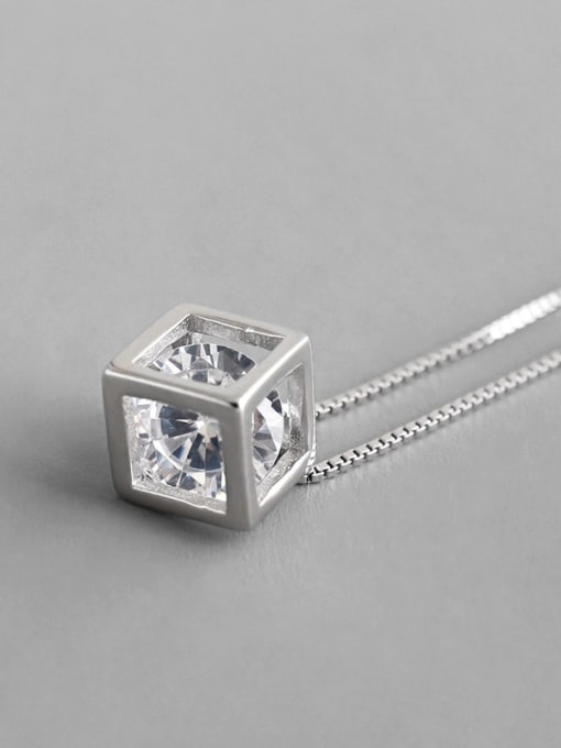 DAKA 925 sterling silver simple Hollow  cube Necklace 3