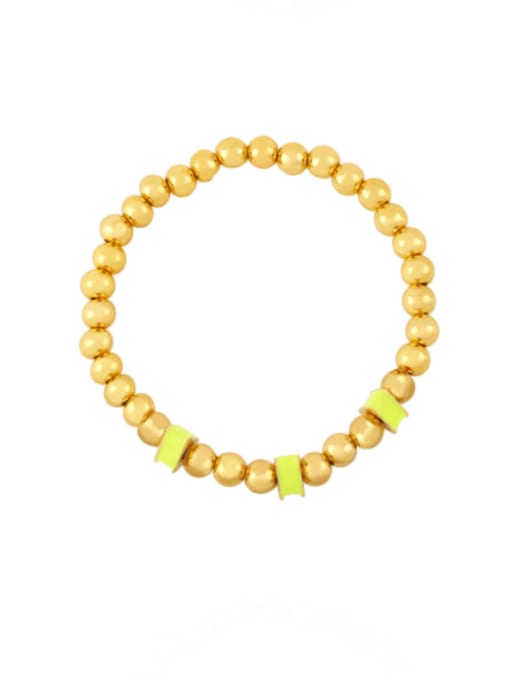 yellow Brass Bead Enamel Geometric Hip Hop Beaded Bracelet