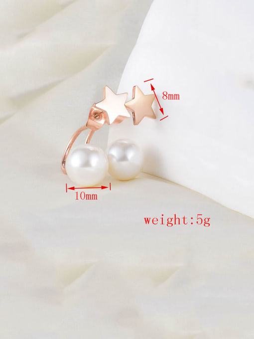 A TEEM Titanium Imitation Pearl White Star Minimalist Drop Earring 2