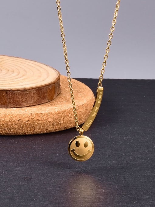 A TEEM Titanium Round  Smiley Minimalist Necklace