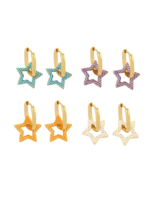 CC Brass Enamel Star Cute Huggie Earring