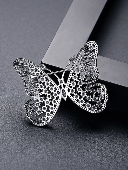 BLING SU Brass Cubic Zirconia Butterfly Luxury Brooch 3