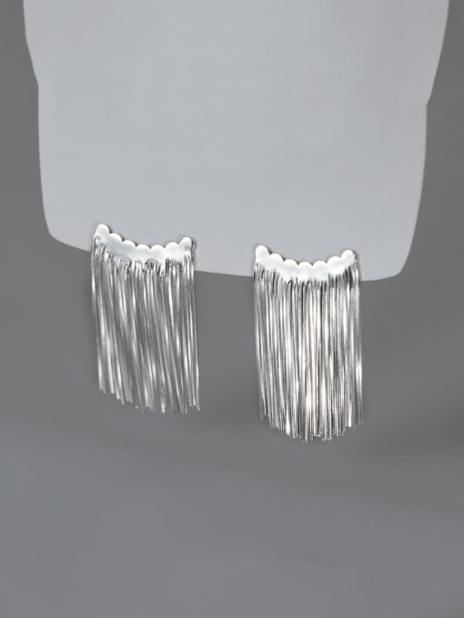 Rosh 925 Sterling Silver Tassel Trend Drop Earring