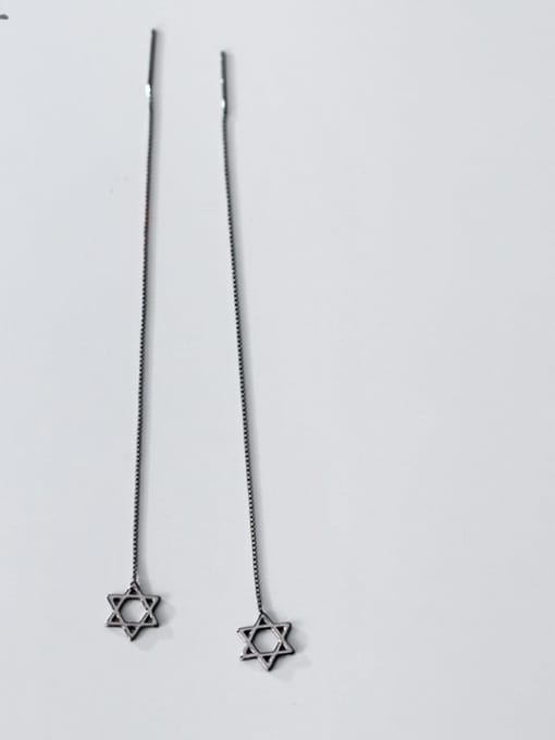 Rosh 925 Sterling Silver  Minimalist Black  Six-Pointed Star Chain Threader Earring 1