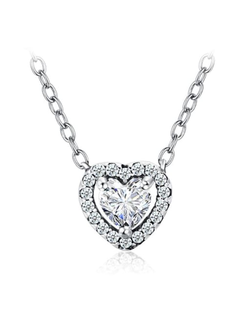 MODN 925 Sterling Silver Cubic Zirconia Classic Heart Pendant Necklace 2