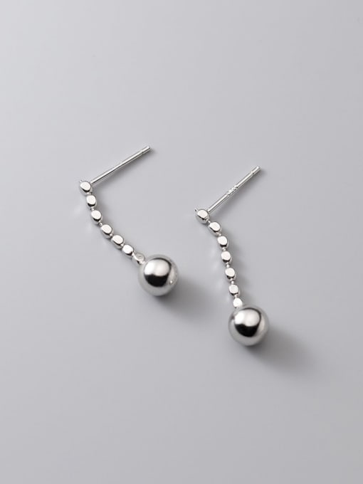 Rosh 925 Sterling Silver Bead Tassel Minimalist Drop Earring 1