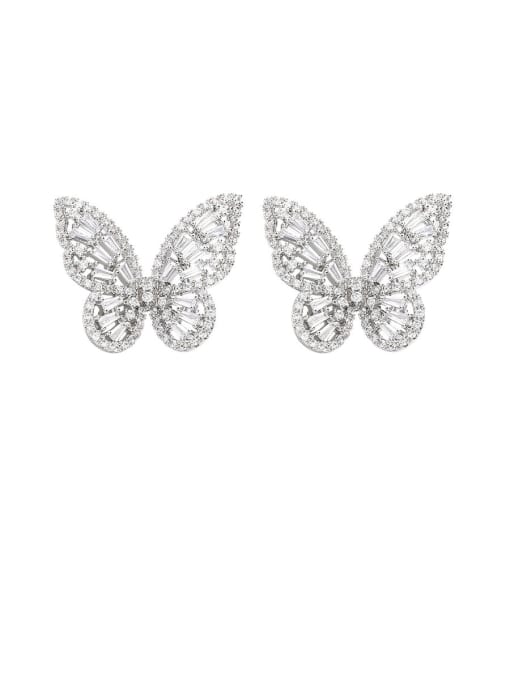 Girlhood Alloy With Platinum Plated Fashion Butterfly Stud Earrings 2