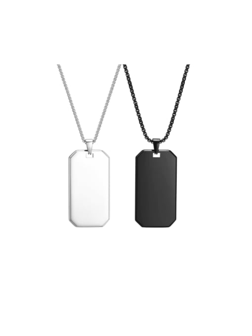 CONG Stainless steel Rectangle Hip Hop Necklace 0