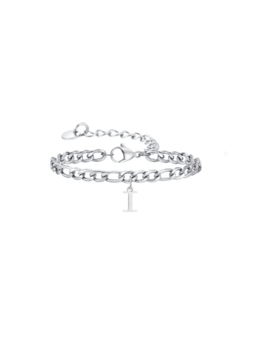 I Stainless steel Letter Hip Hop Link Bracelet