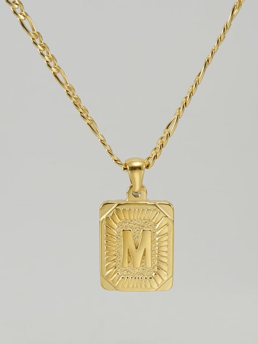 Gold M Titanium Steel Letter Hip Hop coin Necklace with 26 letters