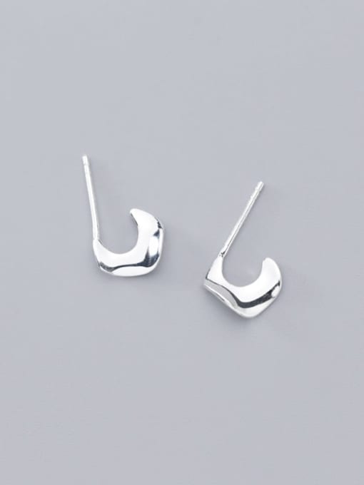 Rosh 925 Sterling Silver  Smooth Irregular Minimalist Stud Earring 3