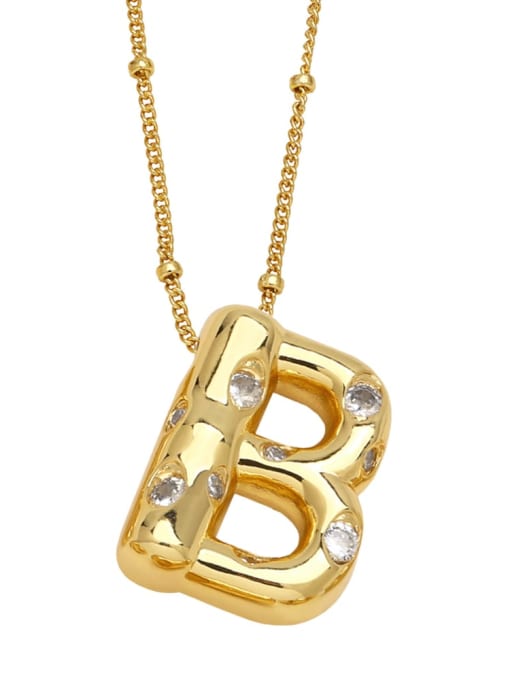 B Brass Letter Minimalist Necklace