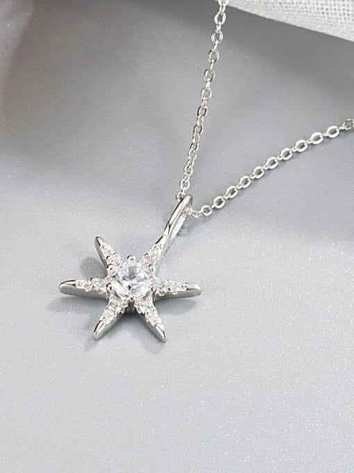 HAHN 925 Sterling Silver Cubic Zirconia Star Minimalist Necklace