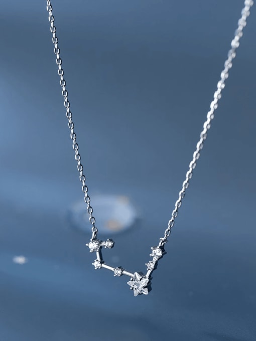 Rosh 925 Sterling Silver Cubic Zirconia Star Dainty Necklace