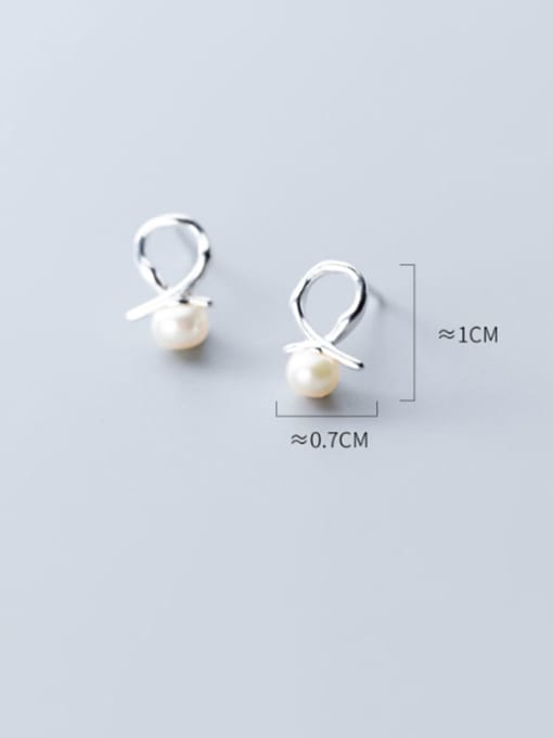 Rosh 925 Sterling Silver Imitation Pearl White Irregular Cute Drop Earring 2