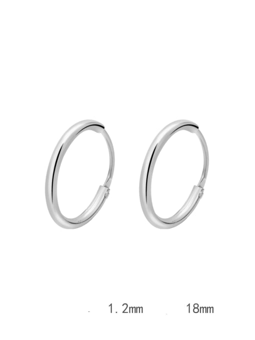 White gold (medium) 925 Sterling Silver Geometric Minimalist Hoop Earring