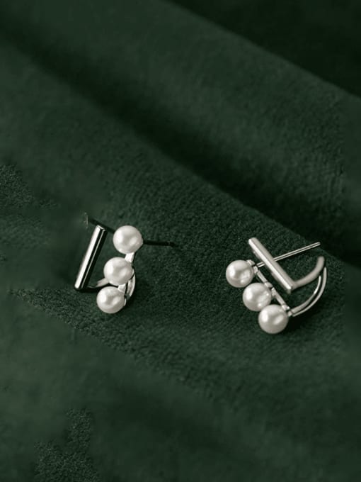 Rosh 925 Sterling Silver Imitation Pearl Irregular Minimalist Stud Earring 4