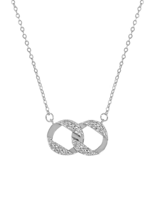 Platinum 925 Sterling Silver Cubic Zirconia Geometric Minimalist Necklace