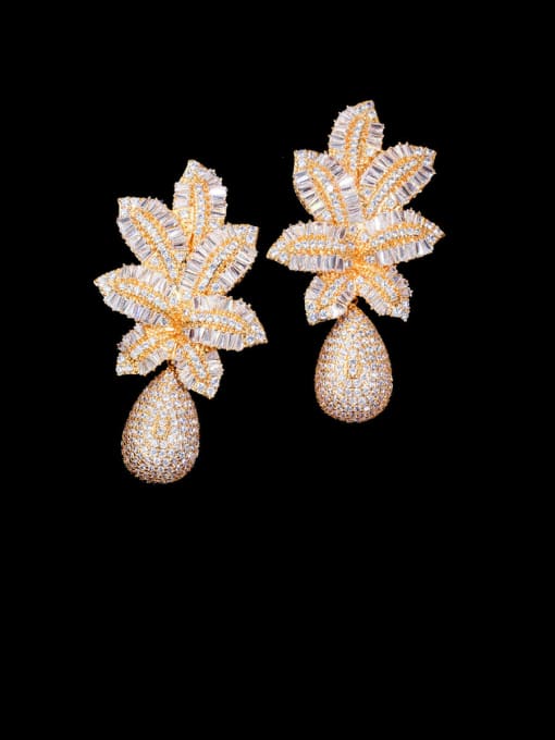 L.WIN Copper With Gold Plated Luxury Flower Cluster Earrings 1