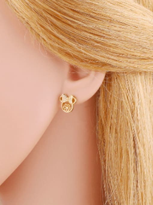 CC Brass Cubic Zirconia Bear Cute Stud Earring 1