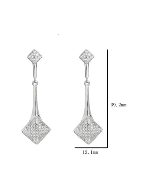 BC-Swarovski Elements 925 Sterling Silver Cubic Zirconia Square Dainty Drop Earring 3