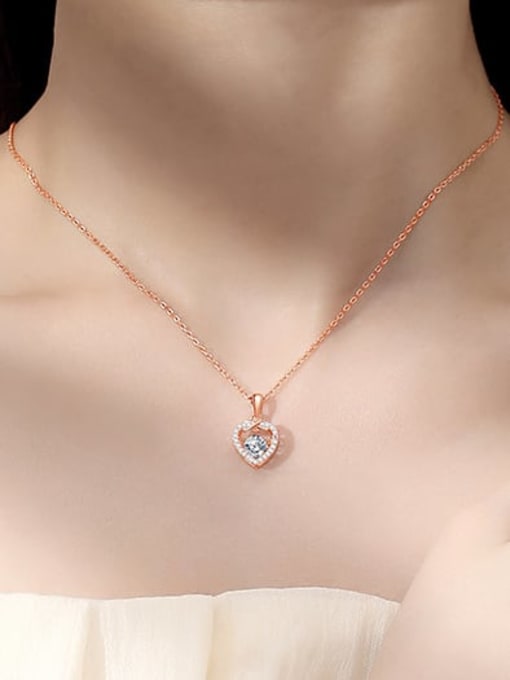 BC-Swarovski Elements 925 Sterling Silver Moissanite Heart Dainty Necklace 1
