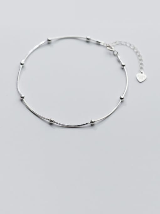 Rosh 925 Sterling Silver Round Minimalist  Bead Anklet 0