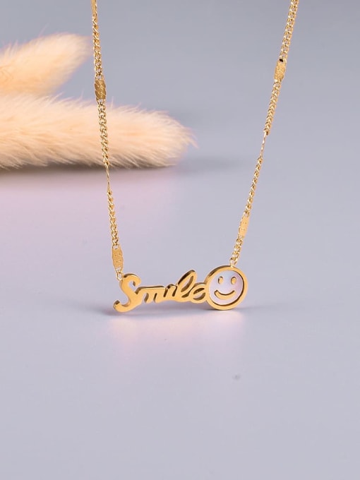 A TEEM Titanium Letter Minimalist Smiley pendant Necklace 3