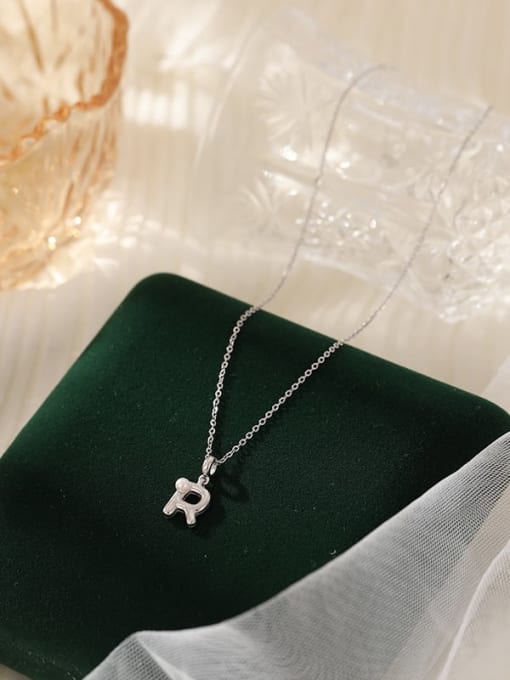 NS1066 【 R 】 925 Sterling Silver Imitation Pearl 26 Letter Minimalist Necklace