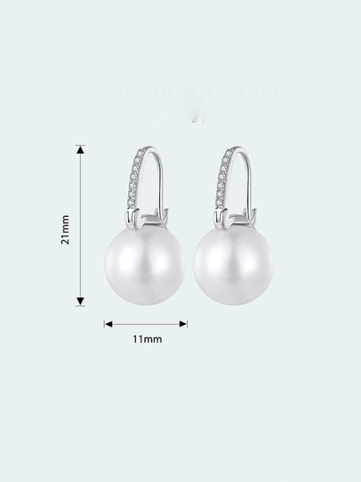 Jare 925 Sterling Silver Imitation Pearl Round Minimalist Hook Earring 2