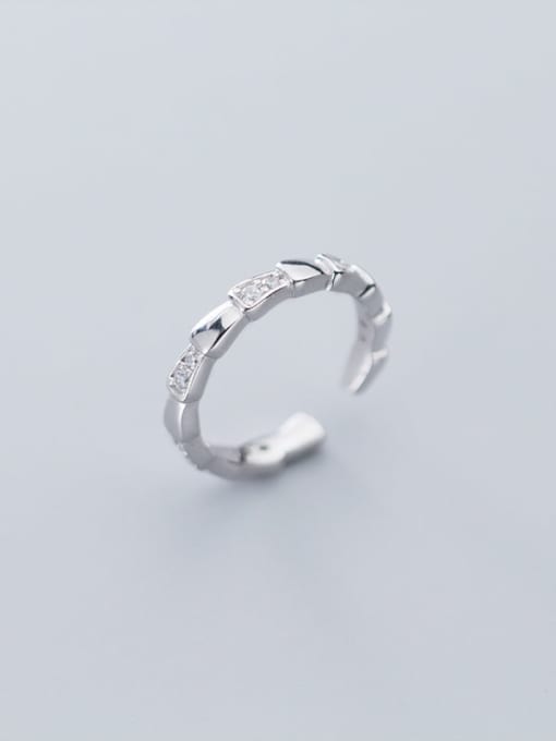 Rosh 925 sterling silver cubic zirconia  geometric minimalist free size ring 2