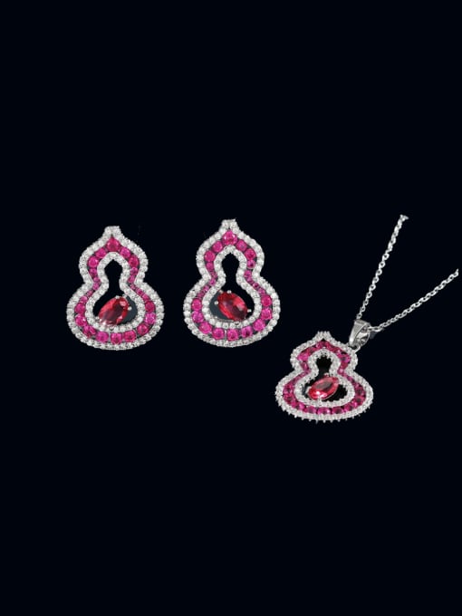 ROSS Brass Cubic Zirconia Luxury Irregular Earring and Necklace Set 2