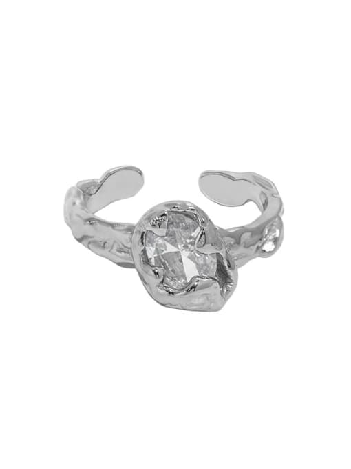 Jlb0038  【 White Stone 】 925 Sterling Silver Cubic Zirconia Irregular Vintage Band Ring