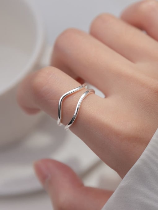 Rosh 925 Sterling Silver Geometric Minimalist Stackable Ring 1