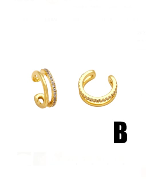 B Brass Cubic Zirconia Geometric Vintage Clip Earring