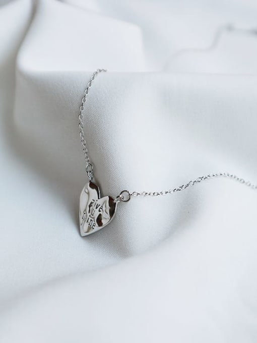 Boomer Cat 925 sterling silver simple letter Heart Pendant Necklace