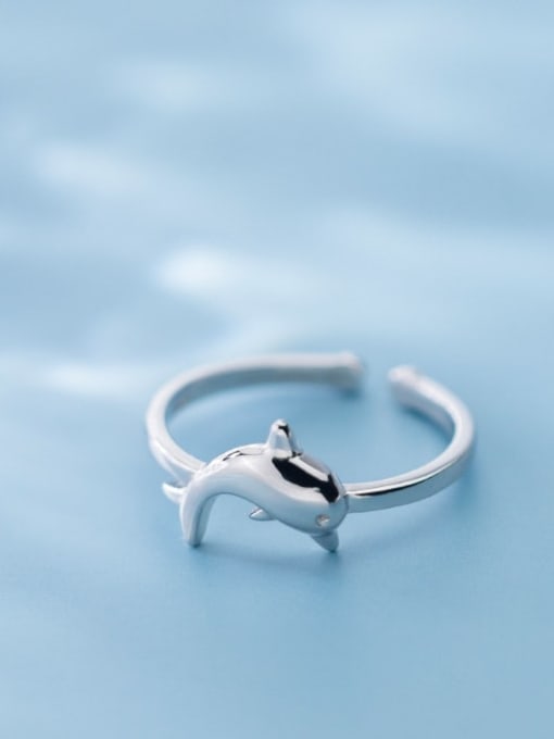 Rosh 925 Sterling Silver  Cute  Dolphin  Free Size Ring 1