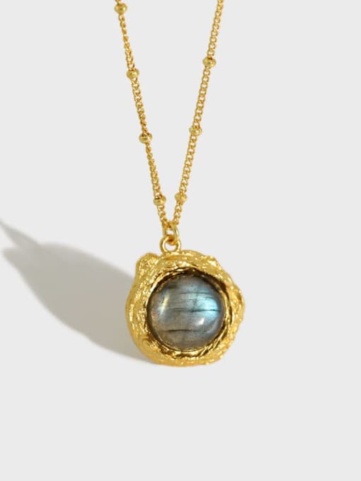 DAKA 925 Sterling Silver Opal Round Vintage Necklace 0