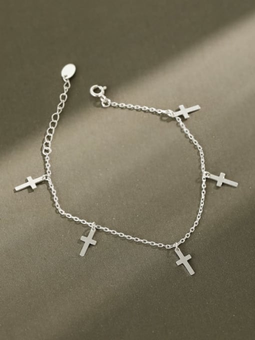 DAKA 925 Sterling Silver Cross Minimalist Bracelet