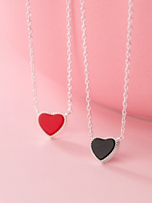 Rosh 925 Sterling Silver Enamel Heart Minimalist Necklace 0